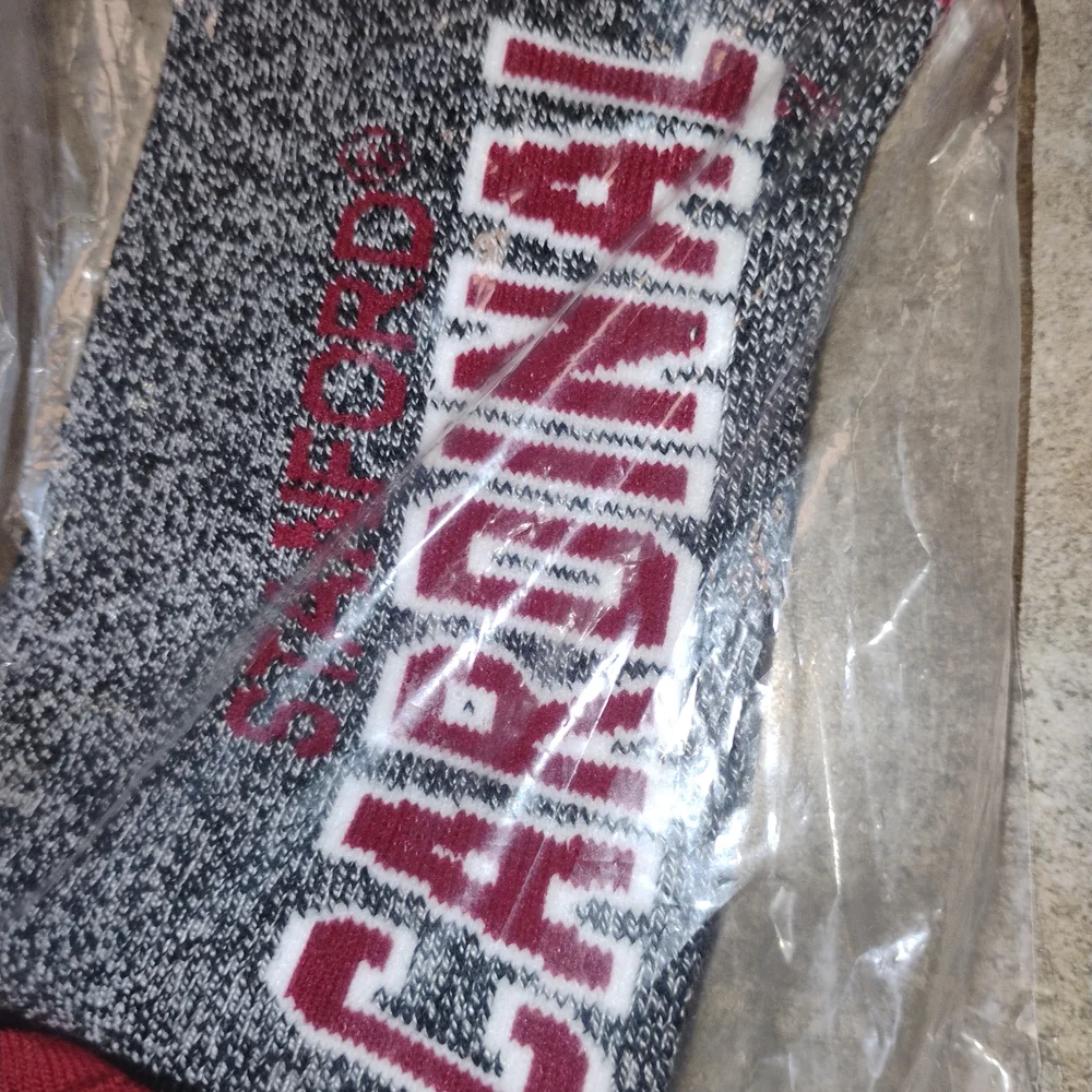 For Bare Feet Gray and Red Stanford Cardinal Socks